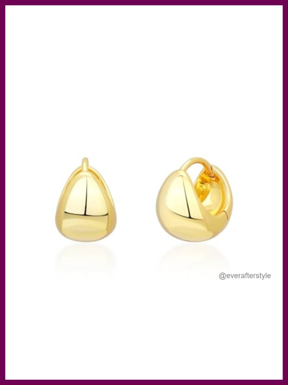 18K Gold Plated Teardrop Hoop Earrings Hypoallergenic Lightweight Huggie